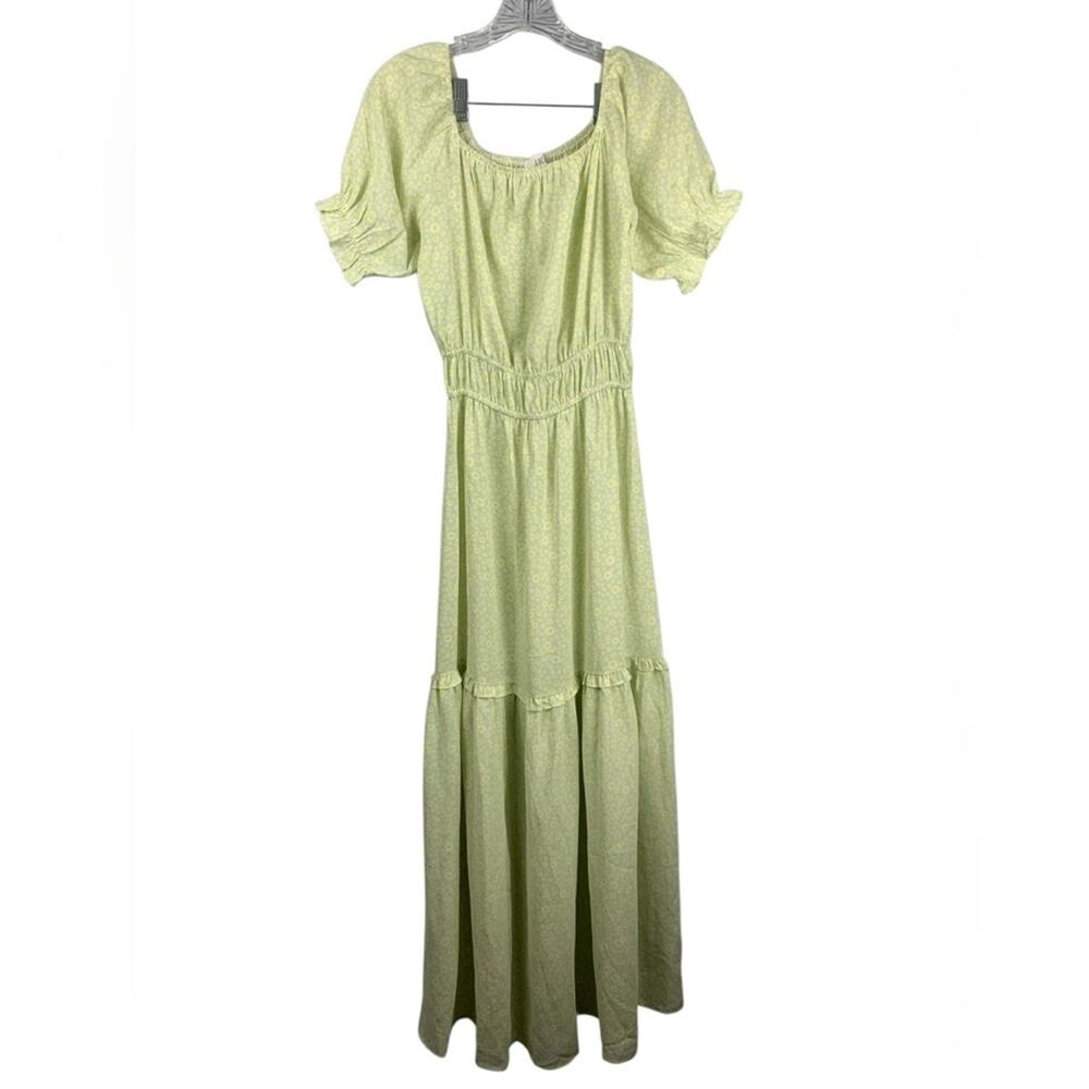 Lucca size small light green daisy flower tiered maxi dress boho cute dainty - Picture 2 of 12